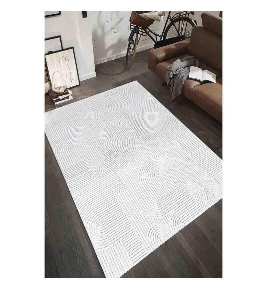 Tappeto, Grigio, Crema, 100% poliestere, 120 x 170 cm
