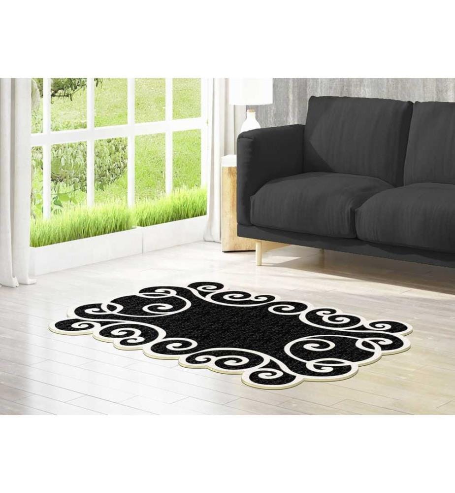Tapis de salle, noir, blanc, 100% polyester, 80 x 200 cm