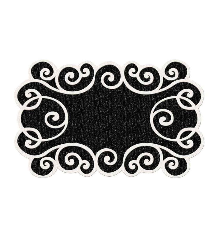 Tapis de salle, noir, blanc, 100% polyester, 80 x 200 cm