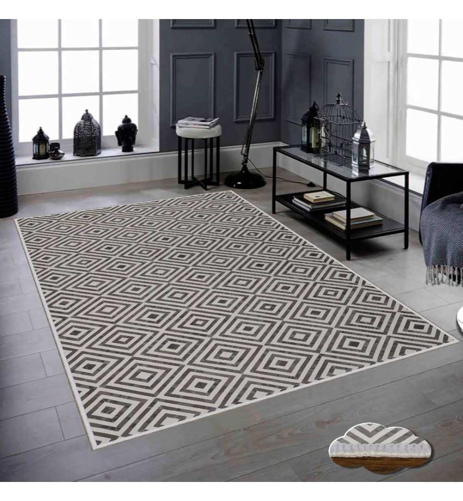 Teppich, Beige, Grau, 100% Polyester, 120 x 180 cm