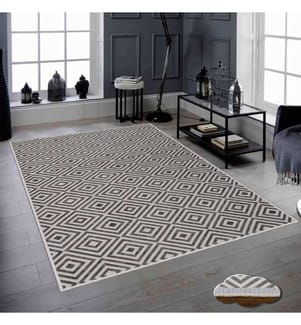 Tapis, beige, gris, 100% polyester, 160 x 230 cm