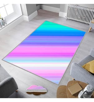 Tapis, rose, turquoise, fuchsia, bleu, 100% polyester, 80 x 50 cm