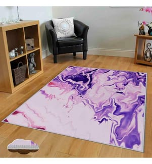 Tapis, blanc, lilas, violet, 100% polyester, 80 x 150 cm