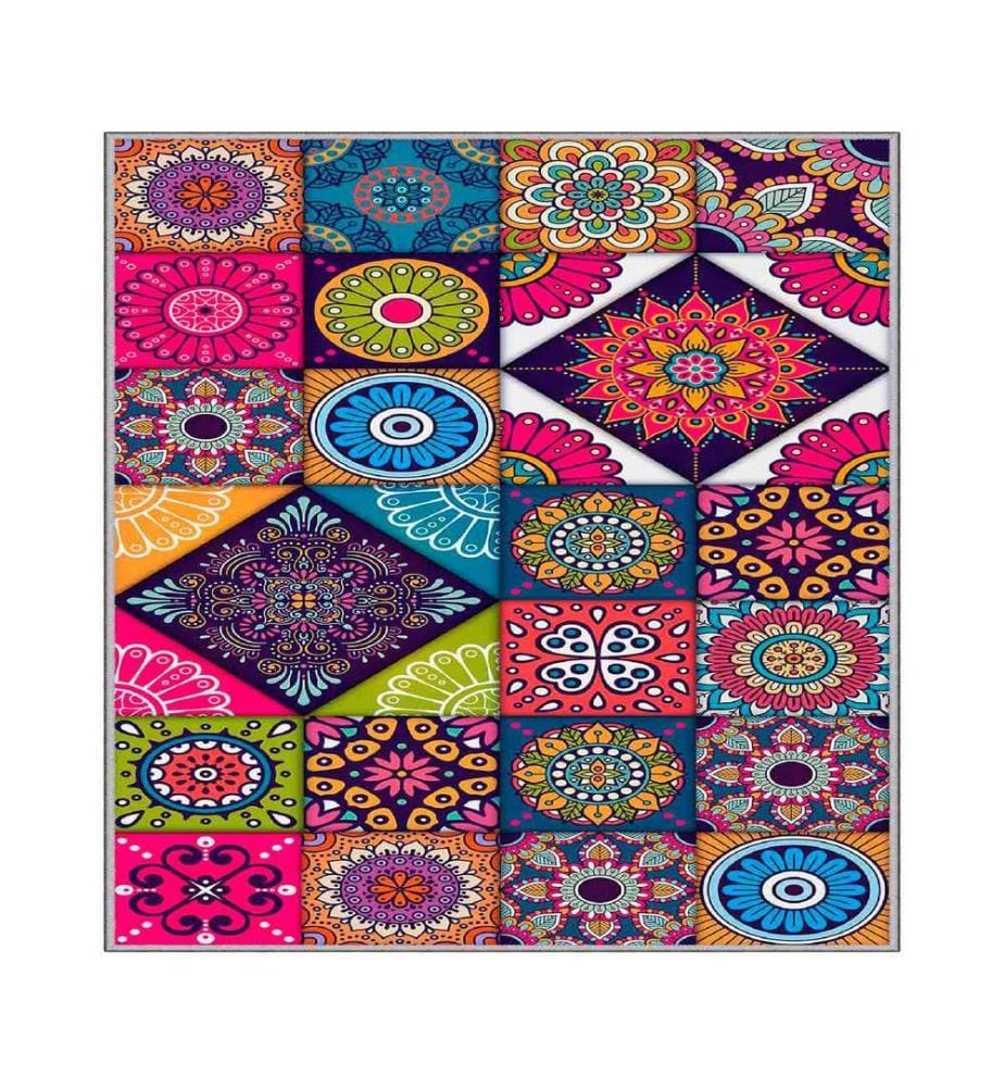 Teppich, Rosa, Violett, Orange, Blau, Orange, Blau, Grün, 100% Polyester, 80 x 150 cm