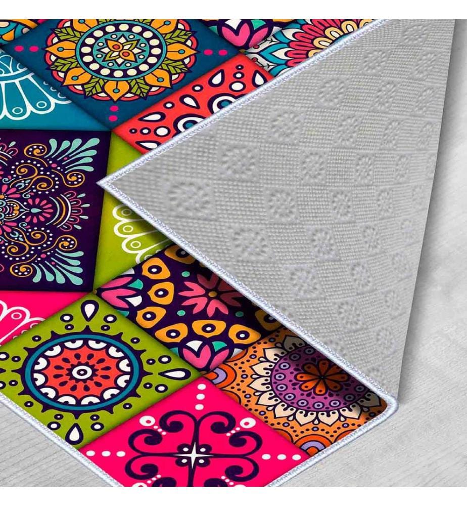 Teppich, Rosa, Violett, Orange, Blau, Orange, Blau, Grün, 100% Polyester, 100 x 300 cm