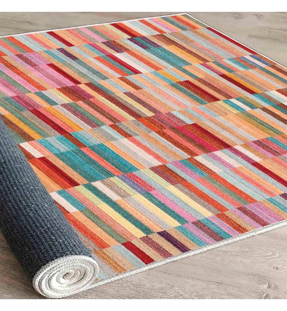 Teppich, Rosa, Blau, Kamel, Gelb, Kamel, Rot, Braun, 100% Baumwolle, 80 x 50 cm