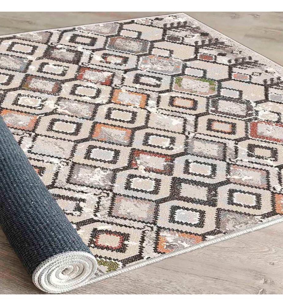 Teppich, Nerz, Orange, Grün, Fliese Rot, Braun, 100% Baumwolle, 60 x 100 cm