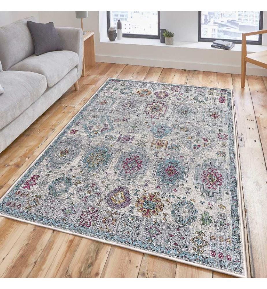 Tapis, rose, bleu, vert, gris, 100% coton, 80 x 50 cm