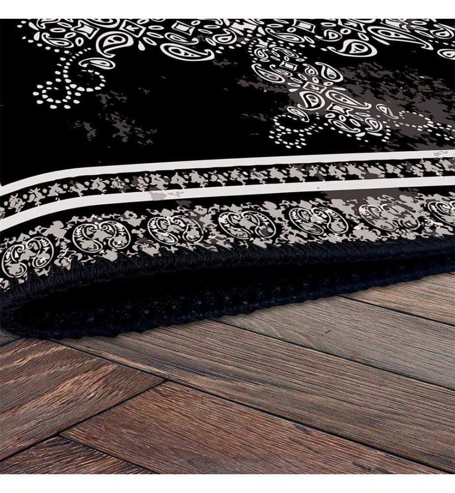 Tappeto, nero, 70% cotone / 30% ciniglia, 80 x 50 cm