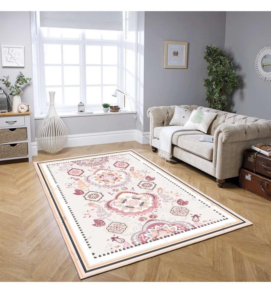 Tappeto, rosa, 70% cotone / 30% ciniglia, 80 x 50 cm