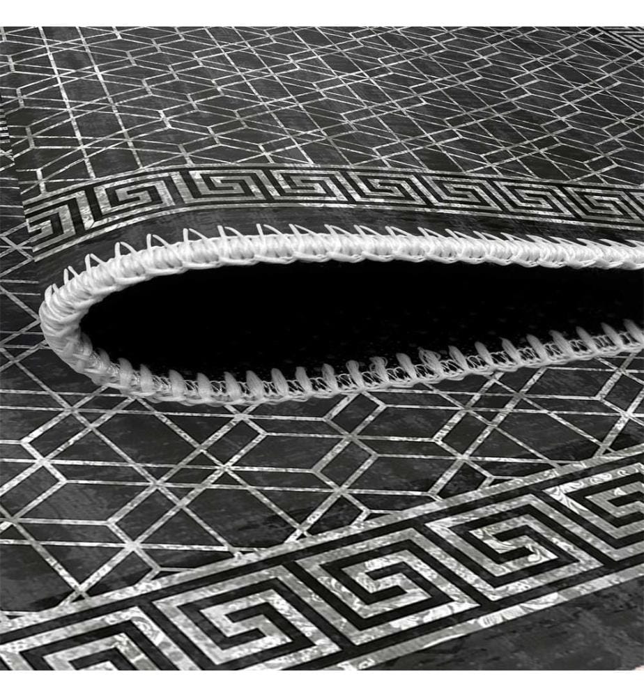 Teppich, Schwarz, 70 % Baumwolle / 30 % Chenille, 80 x 50 cm