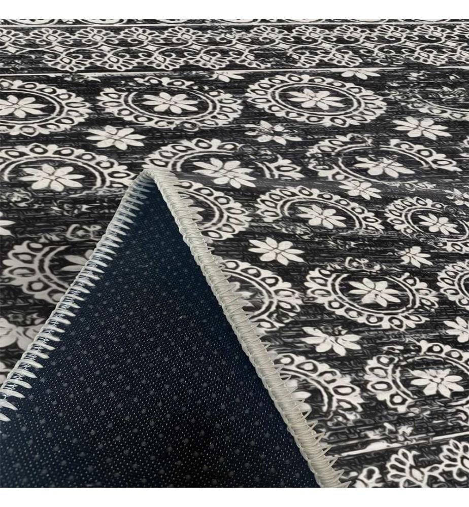 Tappeto, nero, 70% cotone / 30% ciniglia, 80 x 50 cm
