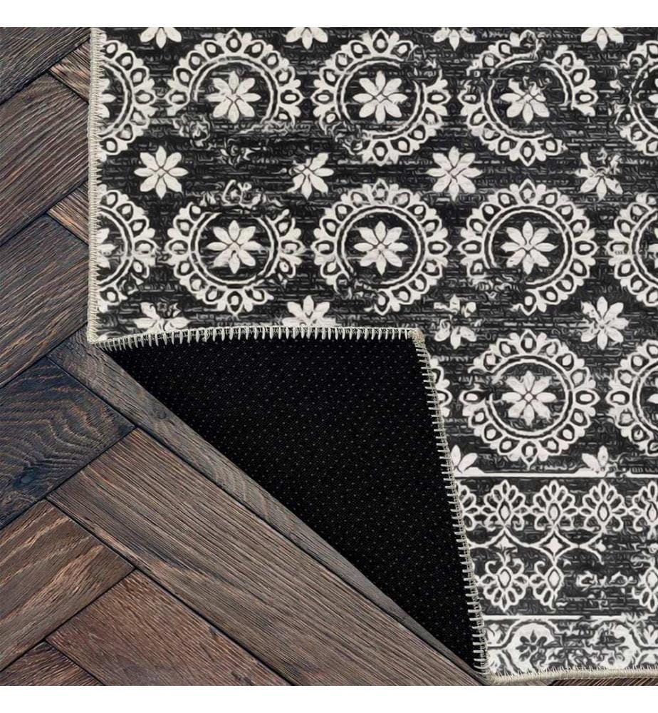 Tappeto, nero, 70% cotone / 30% ciniglia, 80 x 50 cm