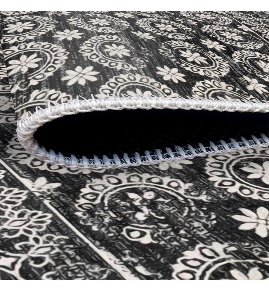 Tappeto, nero, 70% cotone / 30% ciniglia, 80 x 50 cm