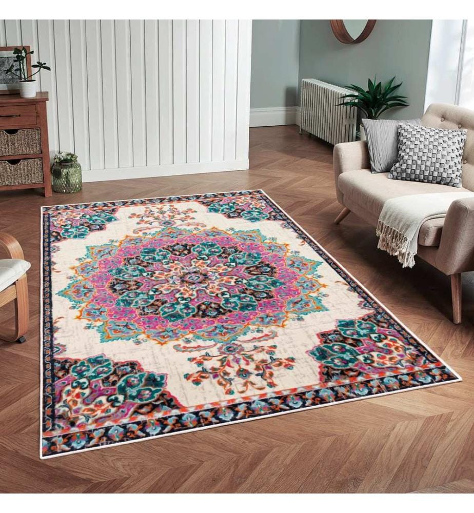 Tappeto, rosa, 70% cotone / 30% ciniglia, 80 x 50 cm