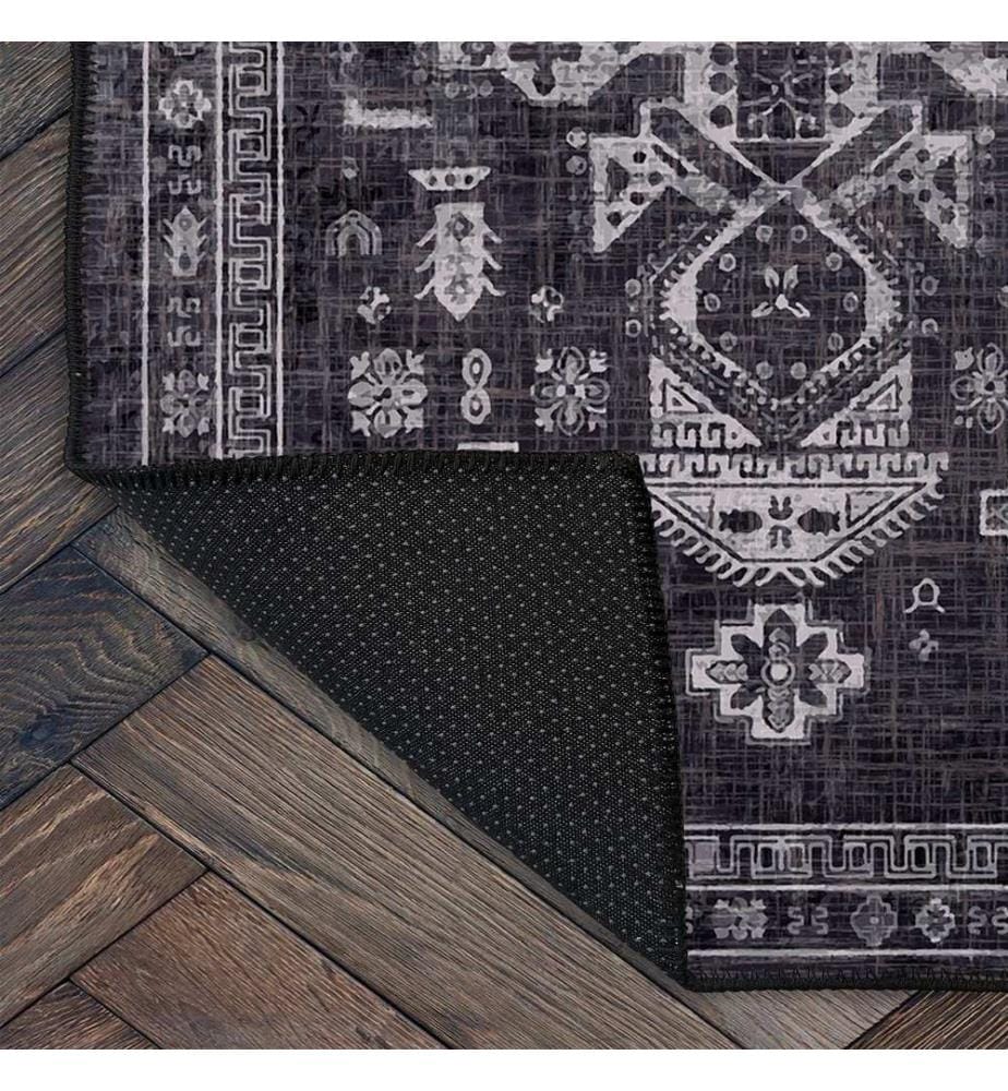 Tappeto, nero, 70% cotone / 30% ciniglia, 80 x 50 cm