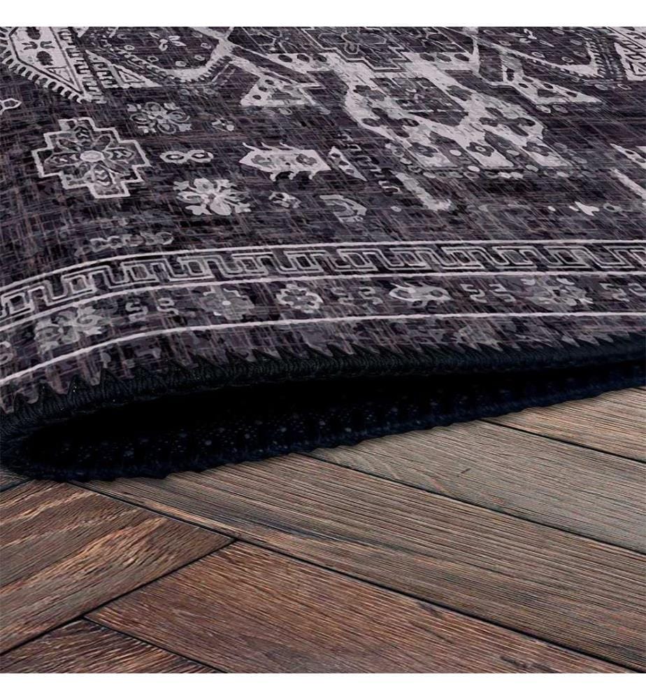 Tappeto, nero, 70% cotone / 30% ciniglia, 80 x 50 cm