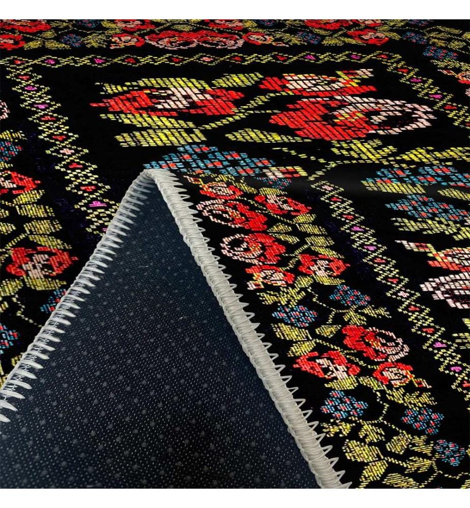 Tappeto, nero, 70% cotone / 30% ciniglia, 80 x 50 cm