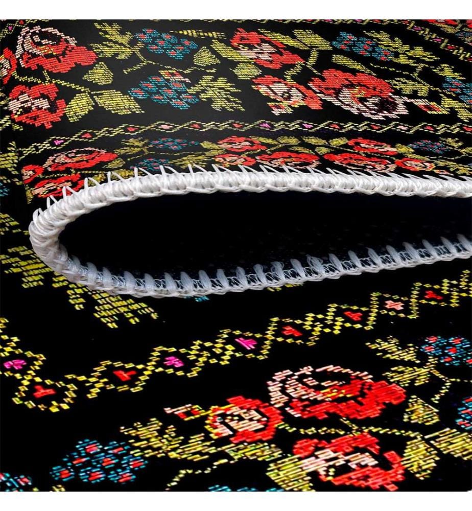 Tappeto, nero, 70% cotone / 30% ciniglia, 80 x 50 cm