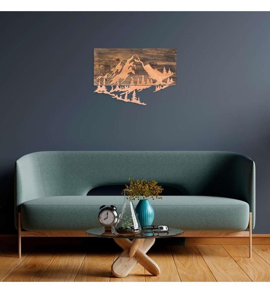 Dekoratives Wandaccessoire aus Holz, Walnuss Kupfer, 50% Holz