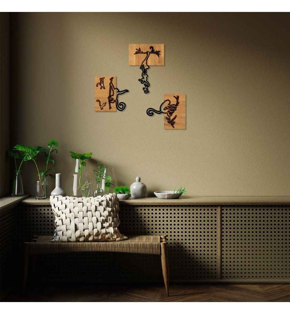 Dekoratives Wandaccessoire aus Holz, Schwarznuss, 50% Holz - 50% Metall
