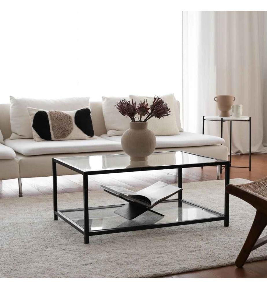 Table basse, Fume, noir, verre trempé