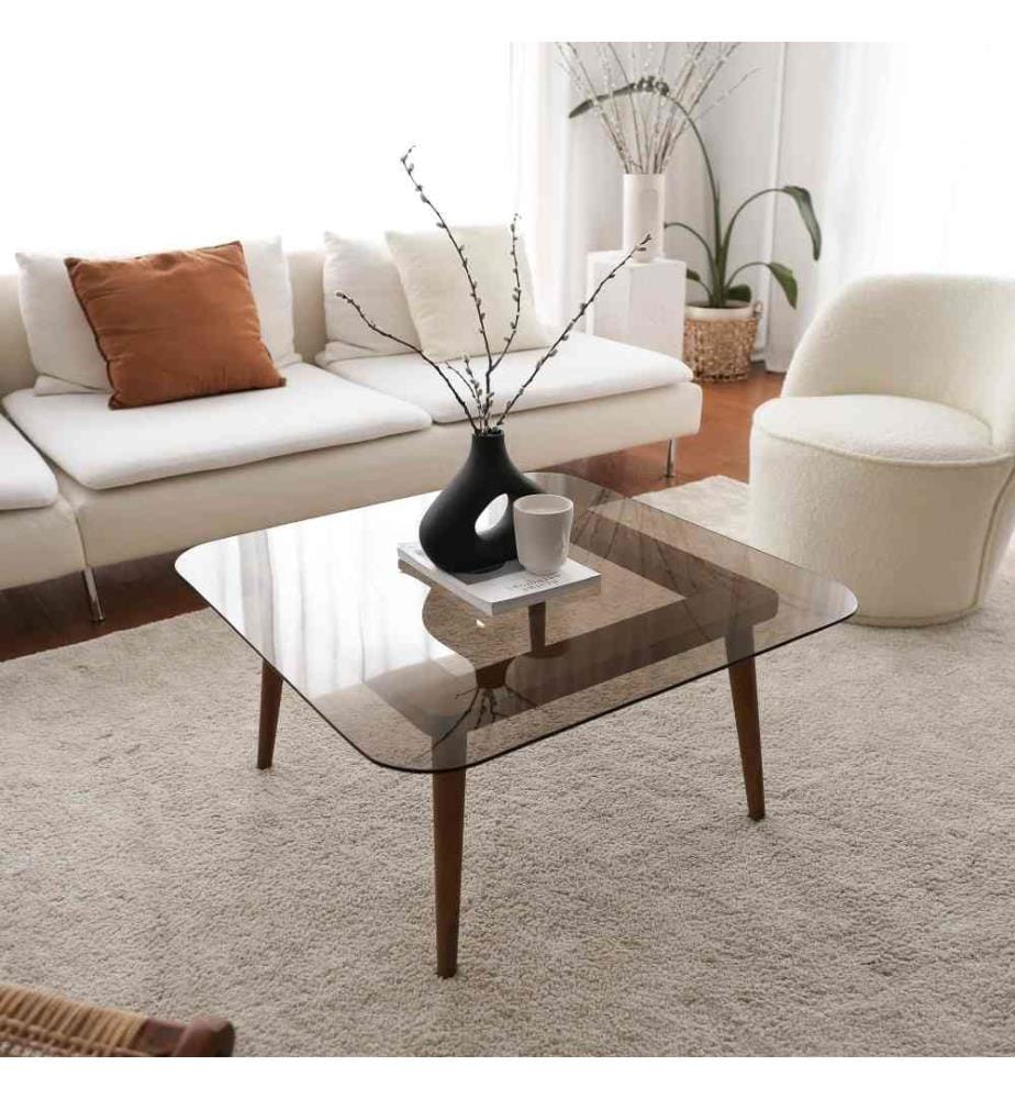 Table basse, bronze, pin massif