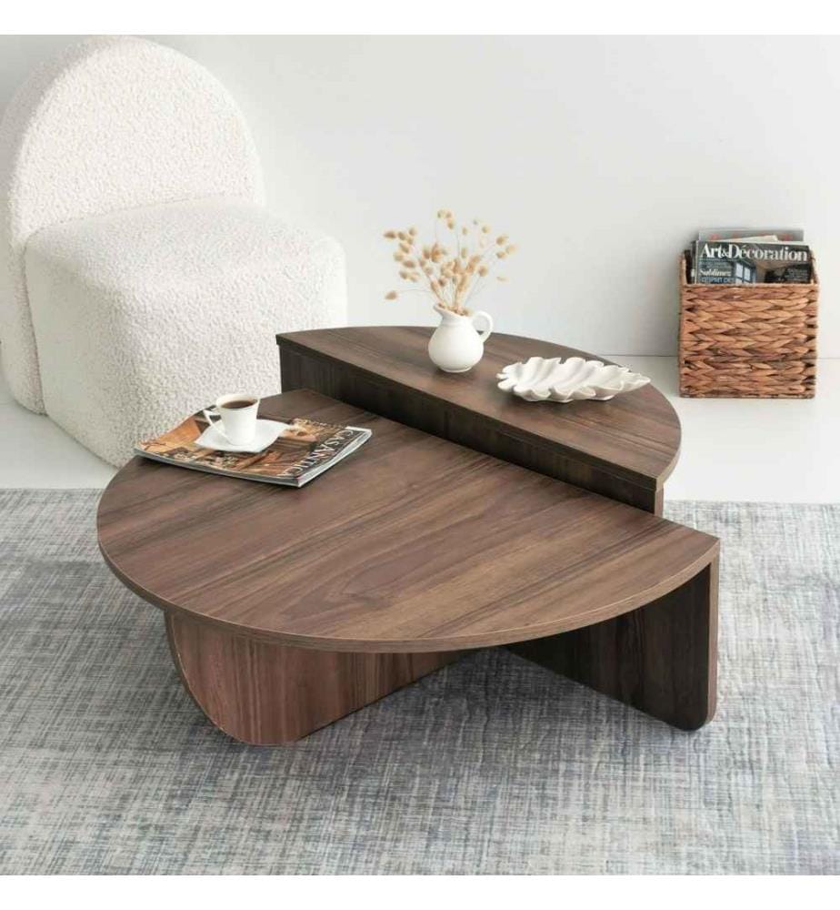 Table basse, noyer, panneau de particules mélaminé
