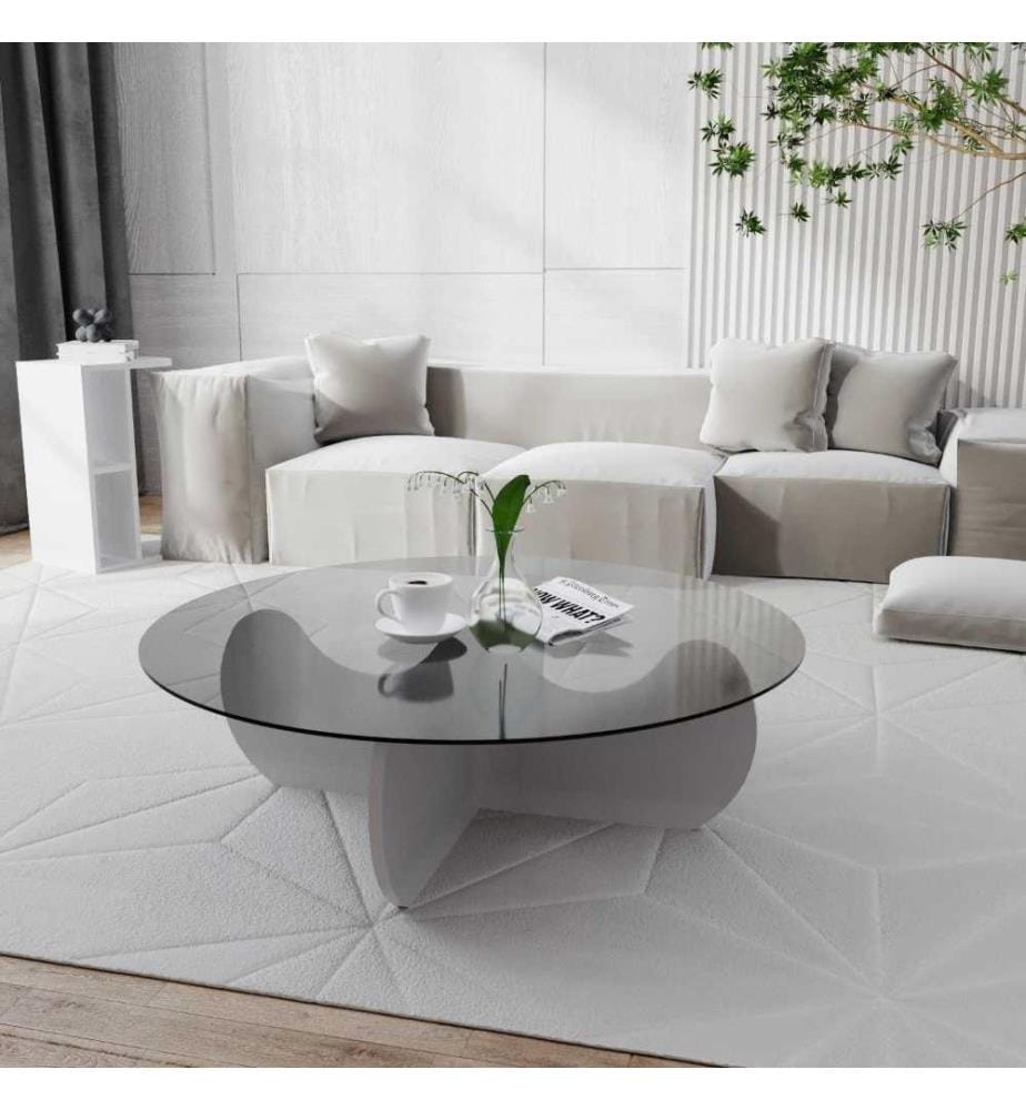 Couchtisch, Weiss, gehärtetes Glas, Gestell aus melaminharzbeschichteter Spanplatte