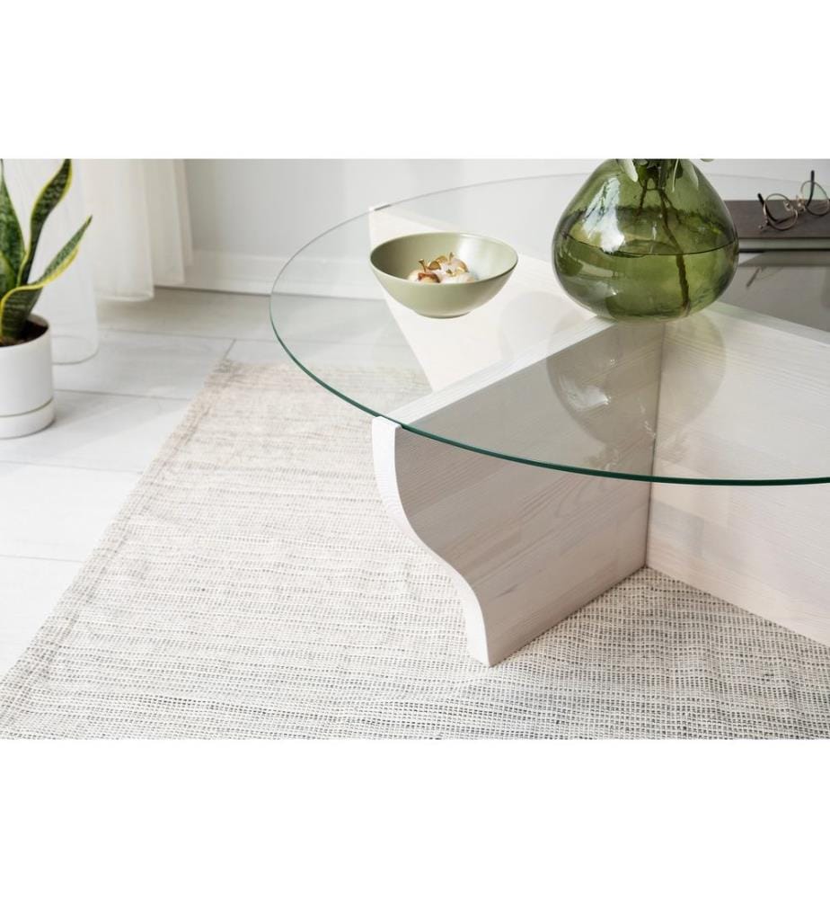 Coffee Table, White, Tempered Glass , Frame: Solid Wood