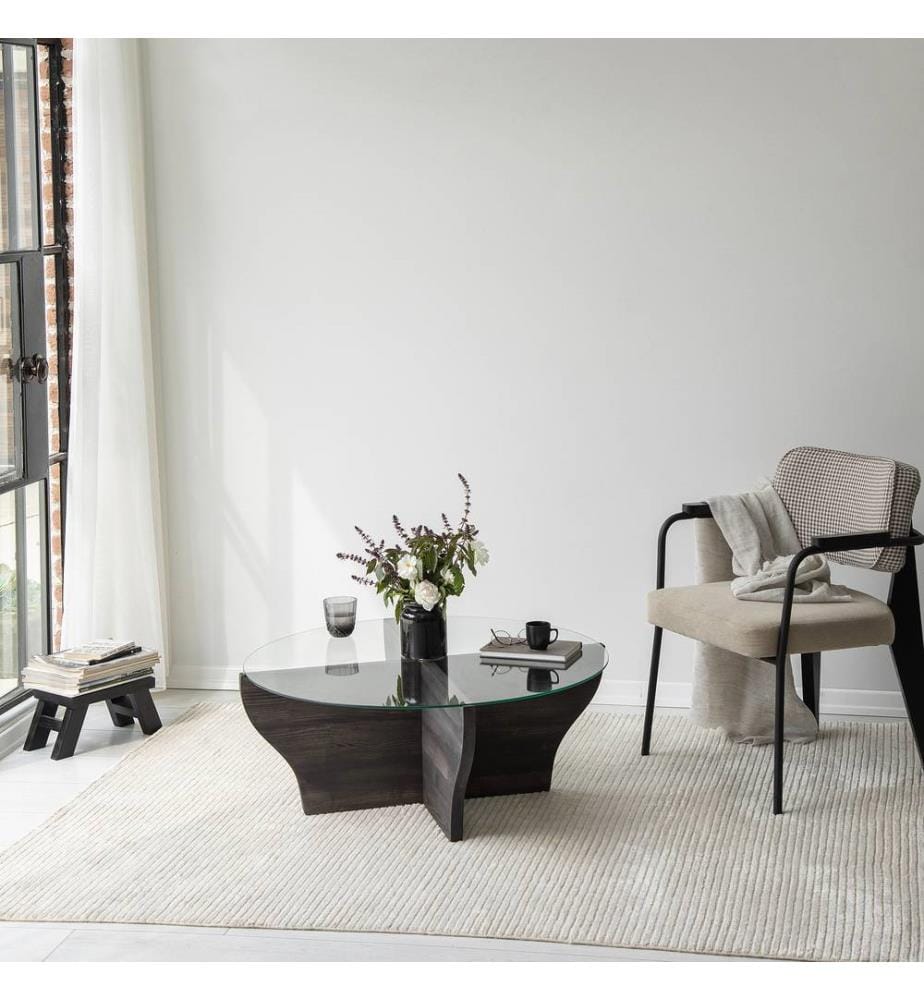 Coffee Table, Anthracite, Tempered Glass , Frame: Solid Wood