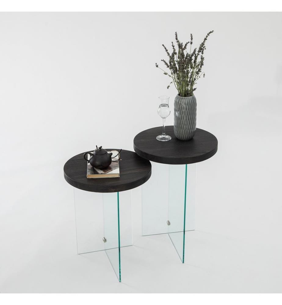 Couchtisch-Set, Anthrazit, Transparent, Gehärtetes Glas, Gestell: MDF