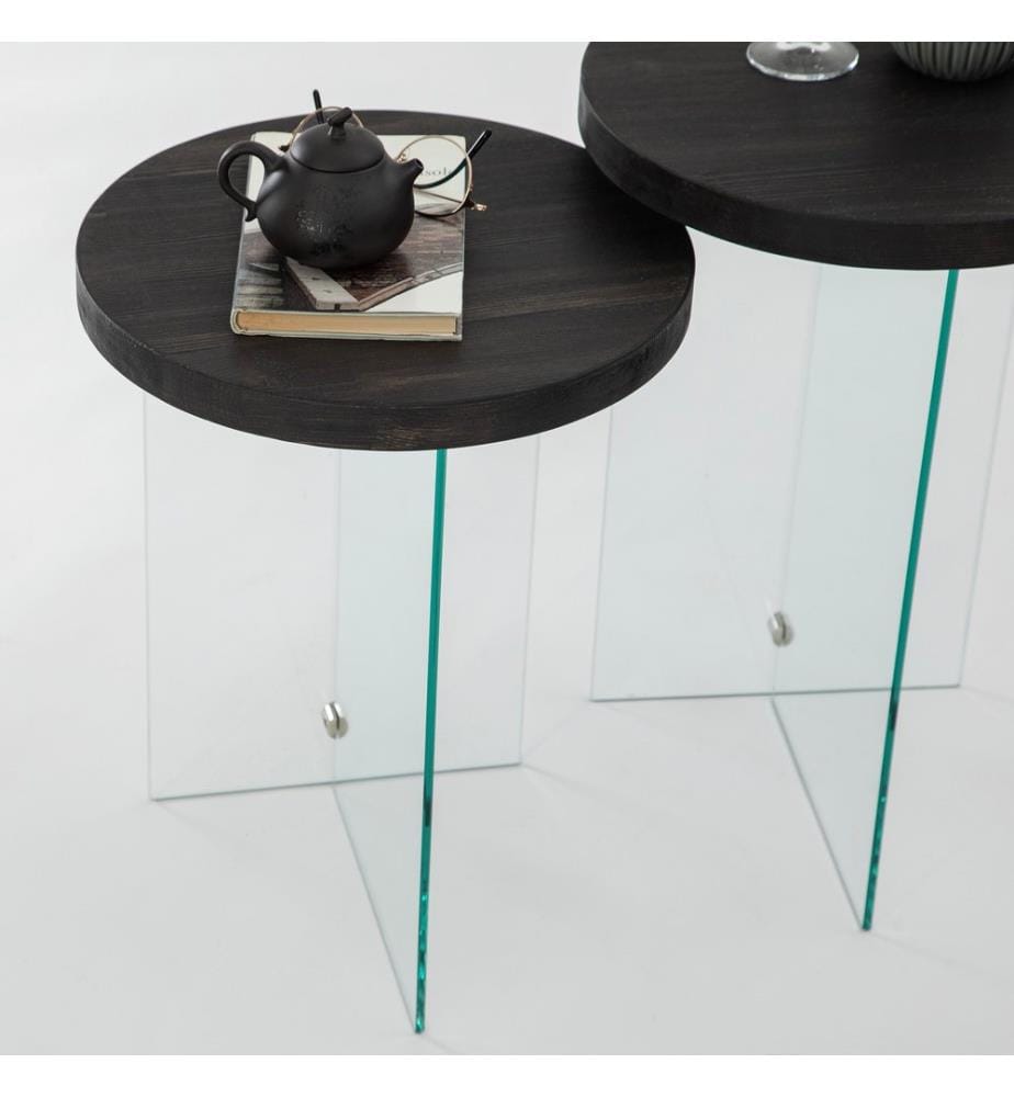 Couchtisch-Set, Anthrazit, Transparent, Gehärtetes Glas, Gestell: MDF
