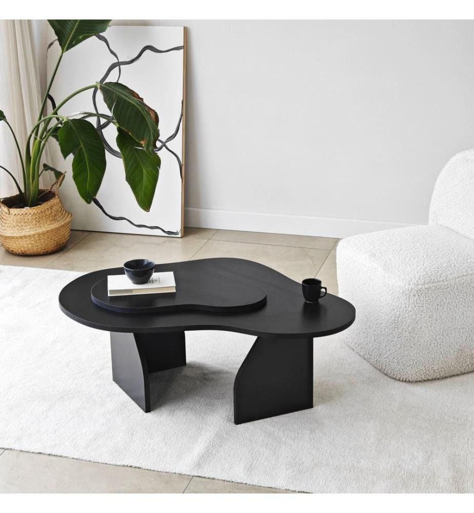 Table basse, noir, structure : 100 % PANNEAUX DE PARTICULES REVÊTUS DE MÉLAMINE