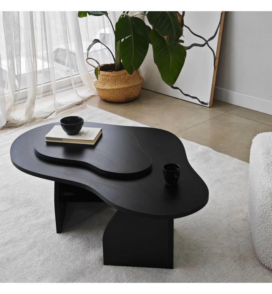 Table basse, noir, structure : 100 % PANNEAUX DE PARTICULES REVÊTUS DE MÉLAMINE