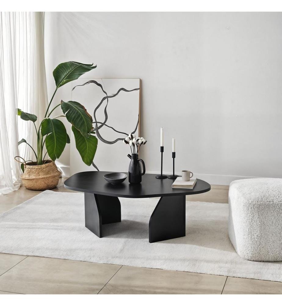 Table basse, noir, structure : 100 % PANNEAUX DE PARTICULES REVÊTUS DE MÉLAMINE