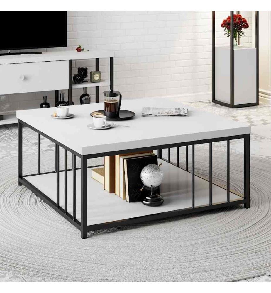 Table basse, blanc, noir, panneau de particules mélaminé