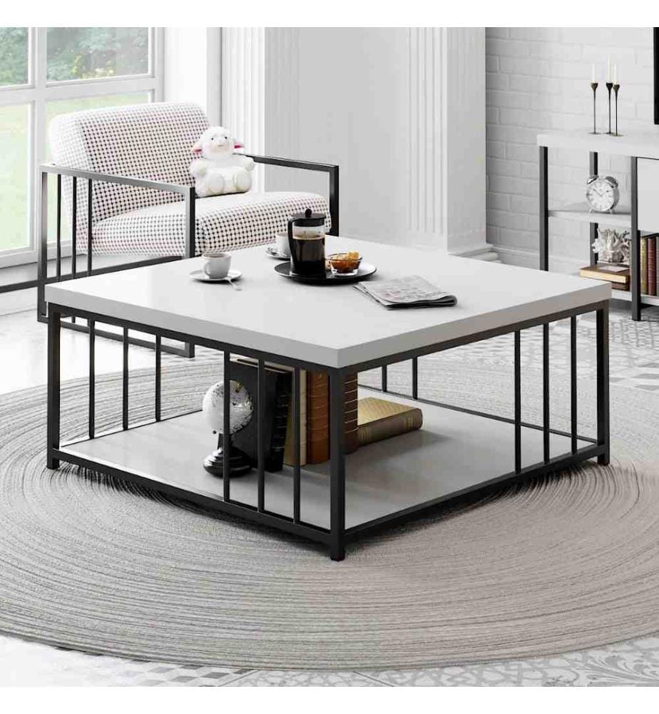 Table basse, blanc, noir, panneau de particules mélaminé