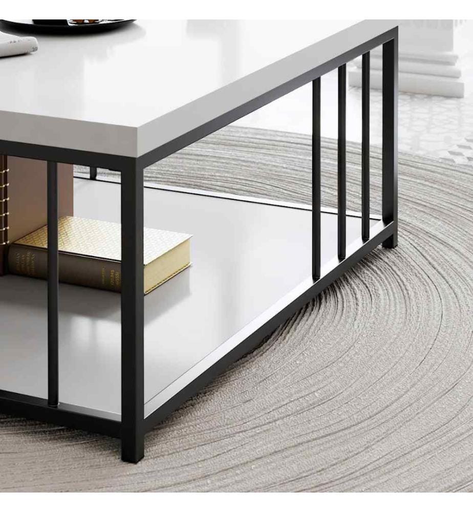 Table basse, blanc, noir, panneau de particules mélaminé