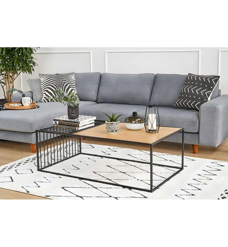 Couchtisch, Walnuss, MDF, Metallbeine