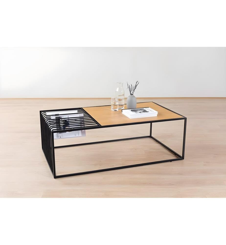 Couchtisch, Walnuss, MDF, Metallbeine