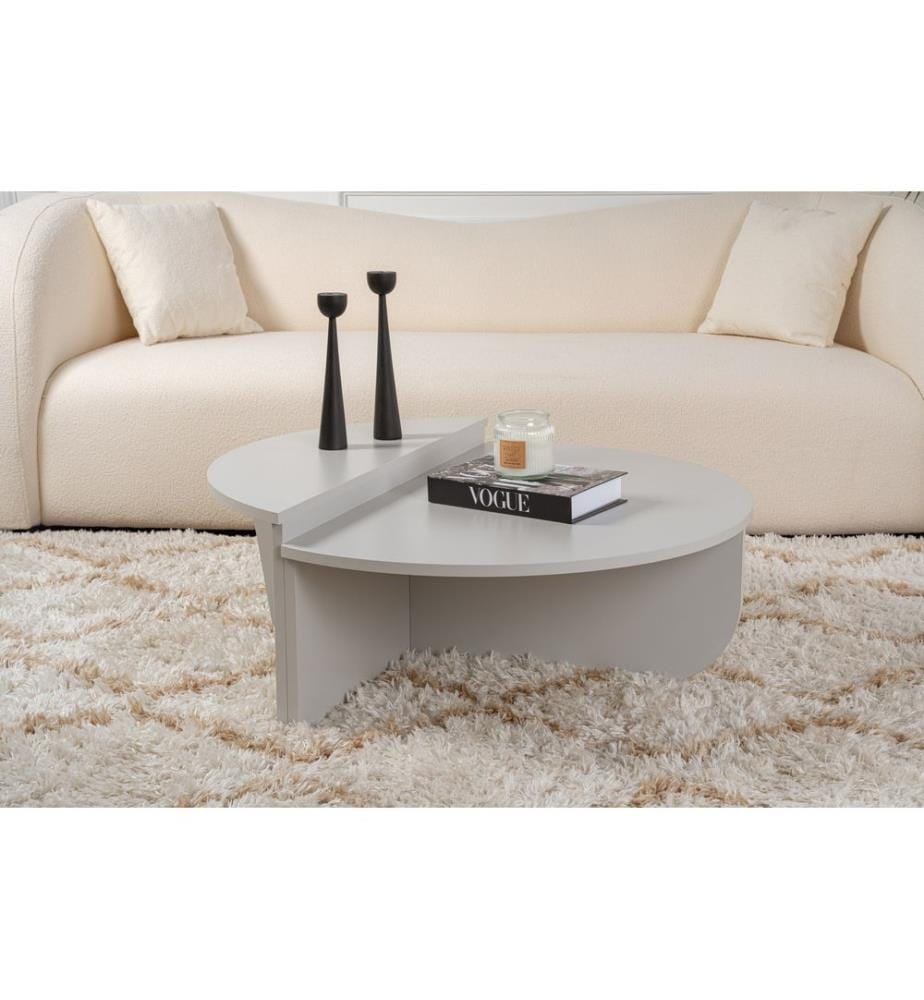 Table basse, grise, PANNEAU DE PARTICULES 100 % MÉLAMINÉ