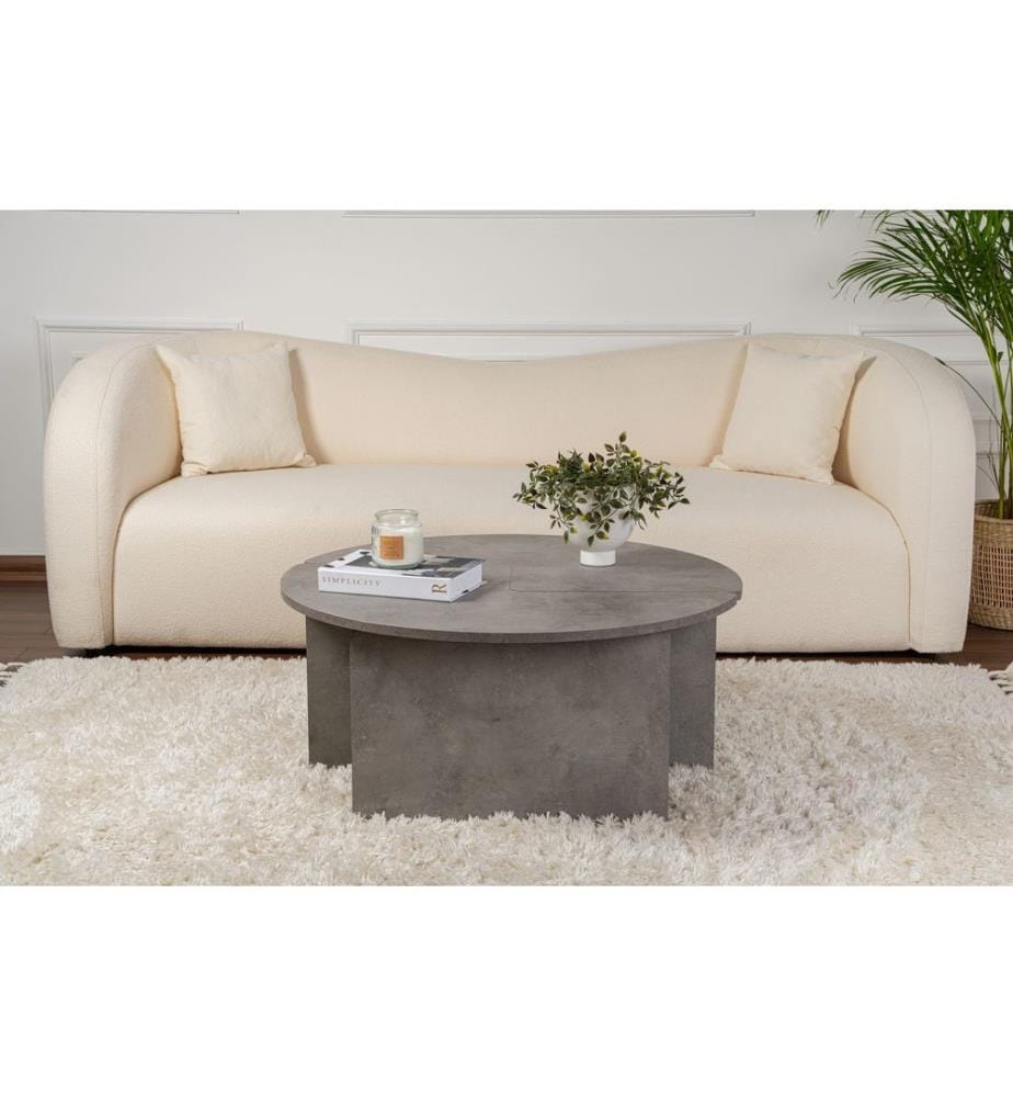 Table basse, gris béton, PANNEAU DE PARTICULES 100 % REVÊTU DE MÉLAMINE