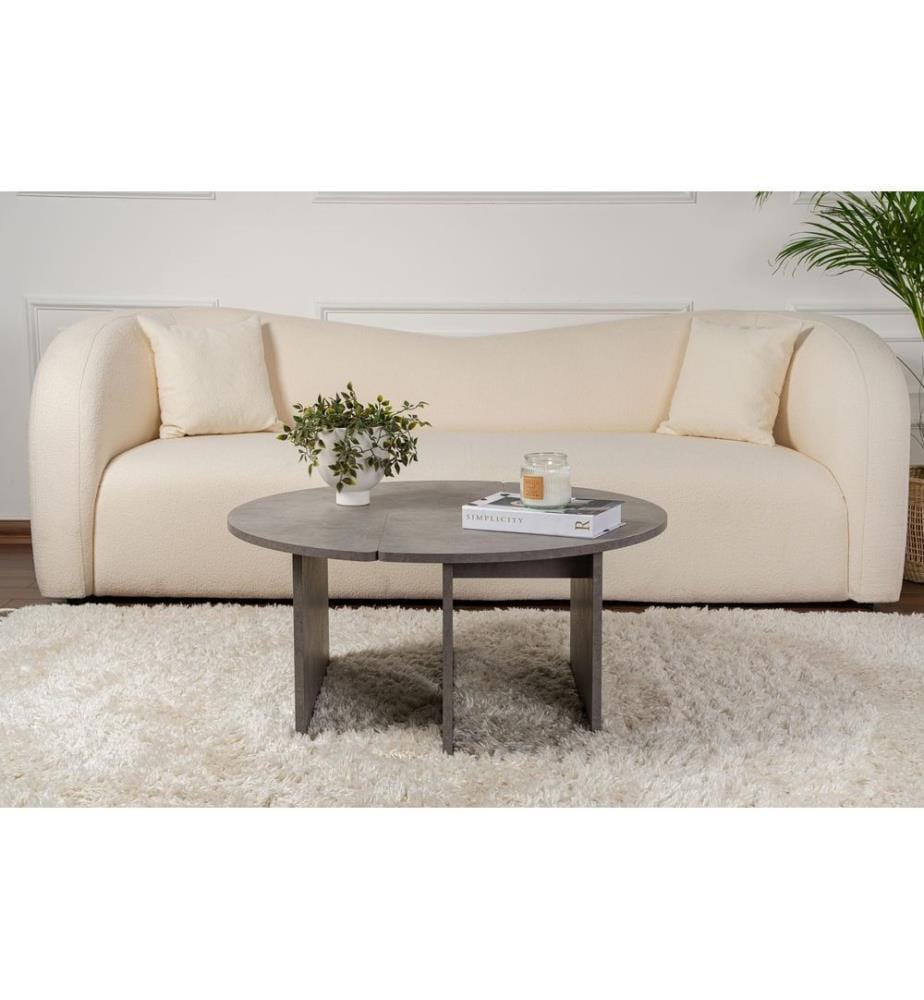 Table basse, gris béton, PANNEAU DE PARTICULES 100 % REVÊTU DE MÉLAMINE
