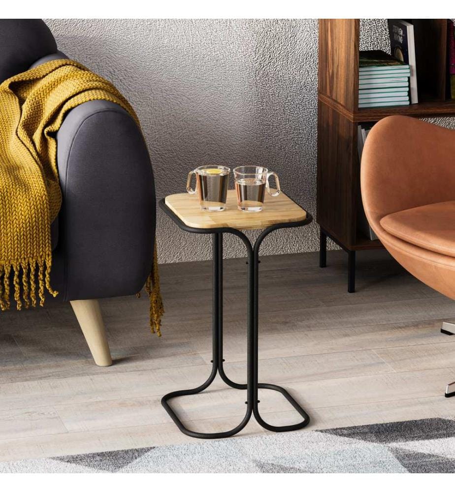Tavolino da caffè, Nero, Naturale, Legno, Struttura in metallo