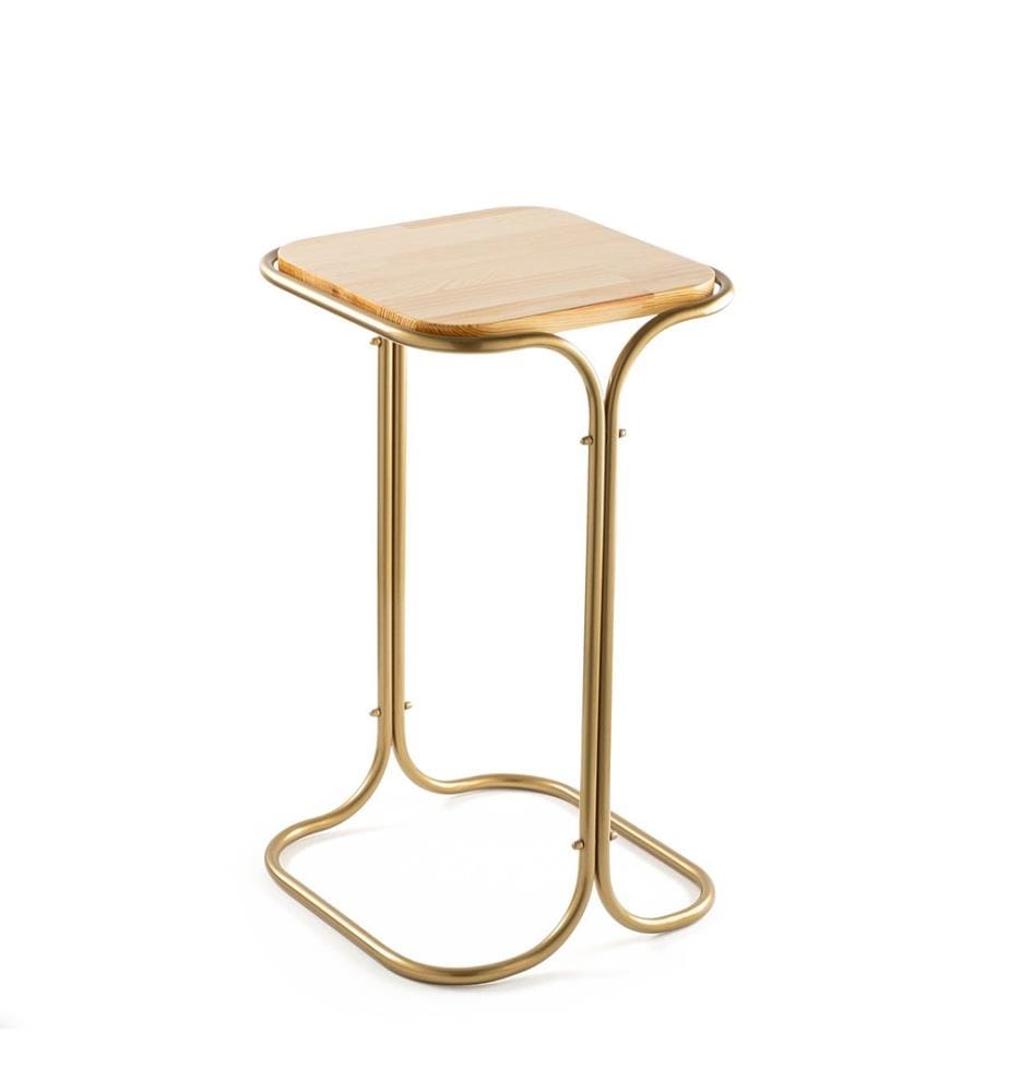 Table à café, Or, Naturel, Bois, Cadre Métallique