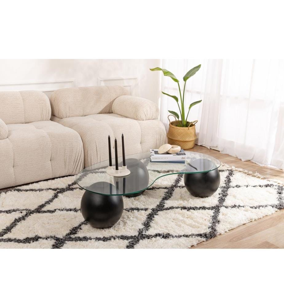 Couchtisch, Schwarz, HARTGLAS, Polyurethanguss