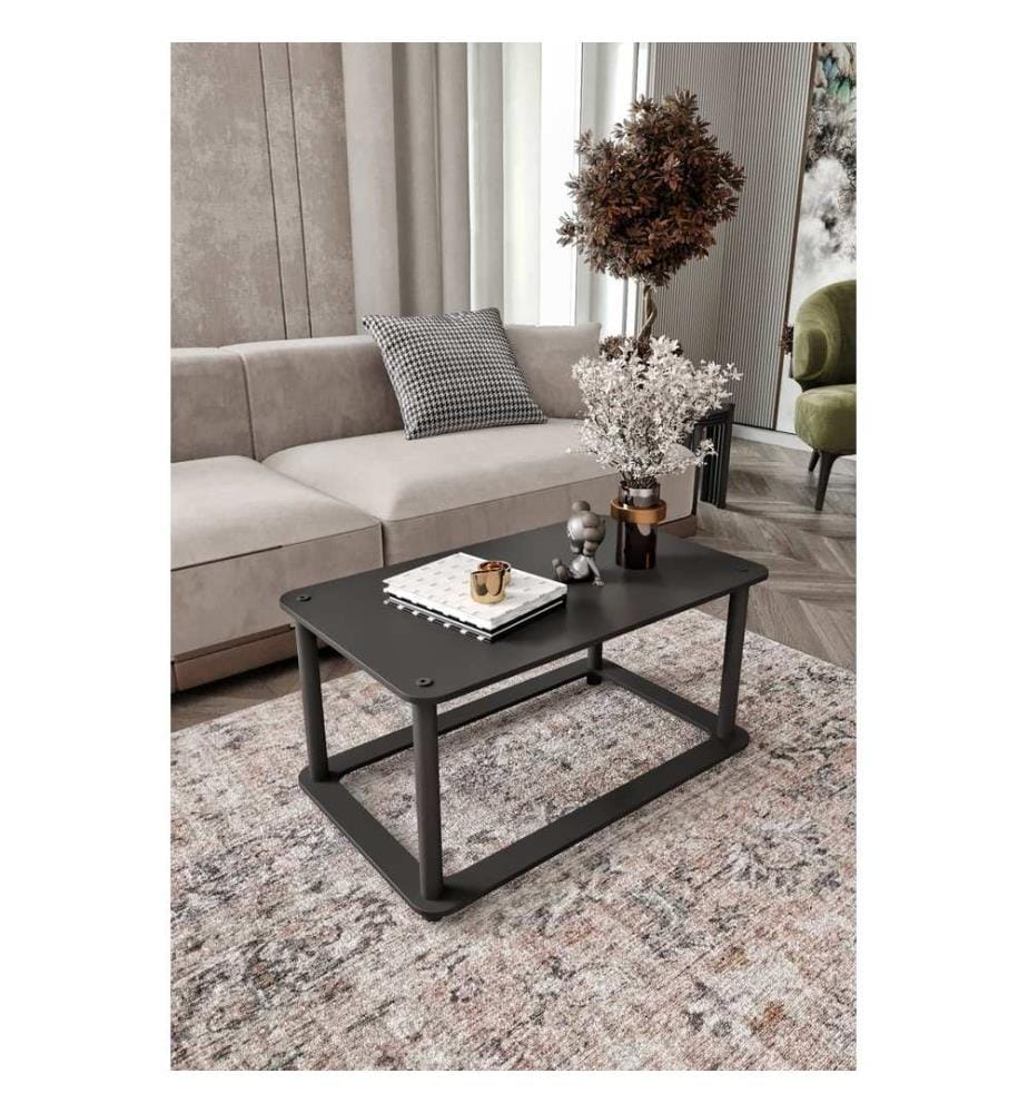 Couchtisch, schwarz, 100 % MDF, Holzbeine