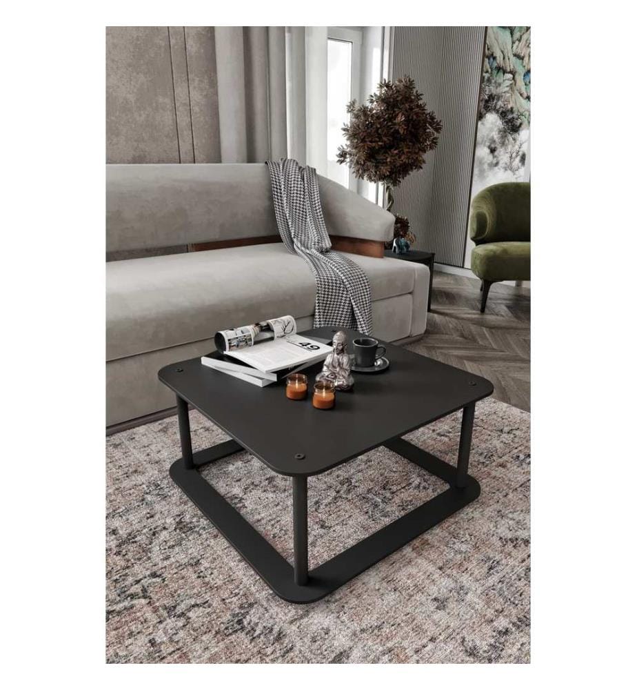 Couchtisch, schwarz, 100 % MDF, Holzbeine