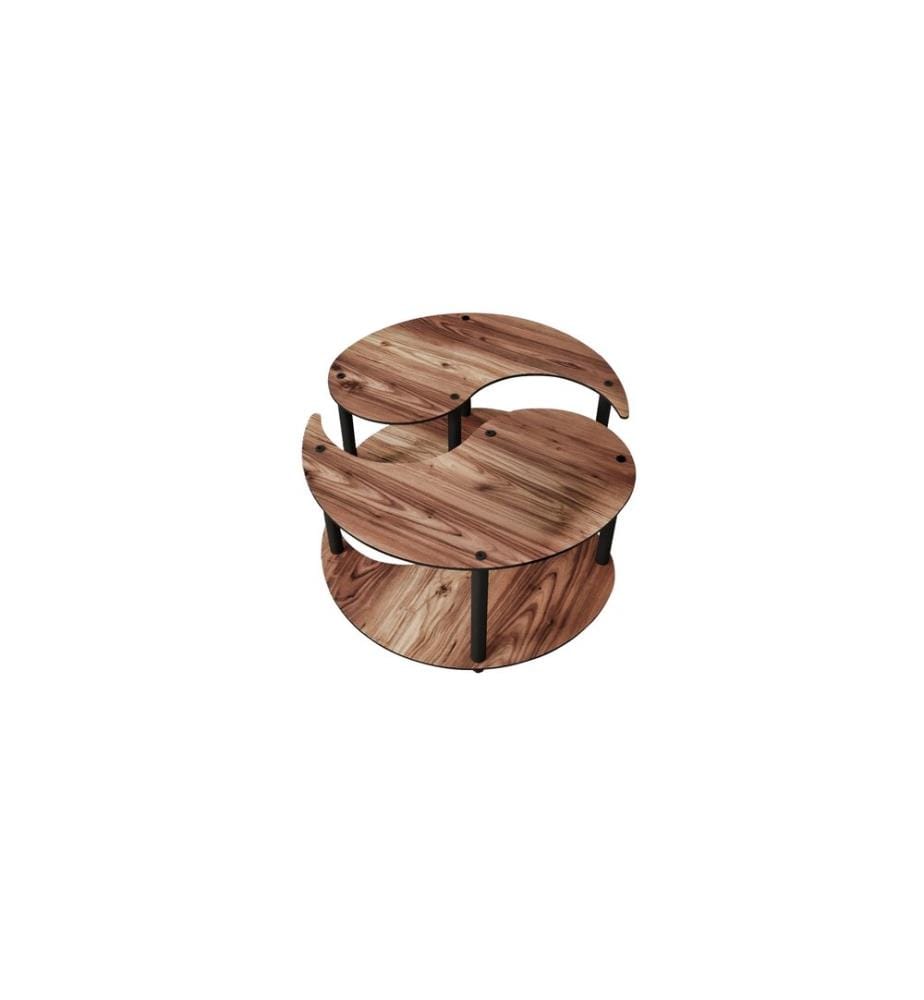 Couchtisch-Set, Walnuss, 100 % MDF, Holzbeine